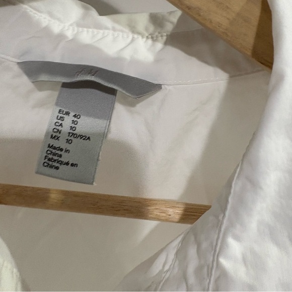 H&M White Button Down Shirt with Tie belt - Picture 9 of 10